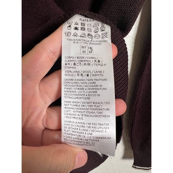 Eleventy Brown Wool Knit Collared Button Front Preppy Pullover Sweater Size M - Picture 8 of 8